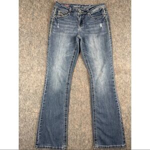 State‎ Independence Bootcut Jeans Women's 5 Blue Denim Distressed Medium Wash